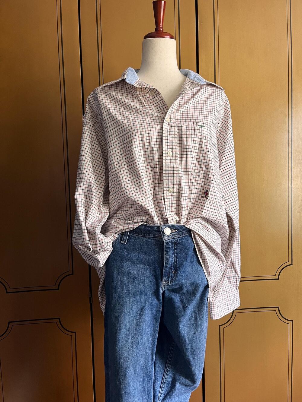Vintage cotton shirt with checks by Tommy Hilfiger, size L